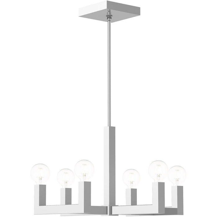 20" Six Light Dimmable Chandelier With Shades - Silver