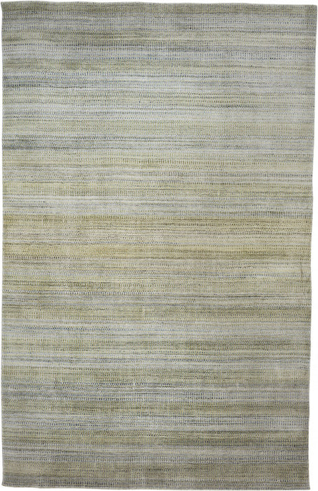 5' x 8' Ombre Hand Woven Area Rug - Green Blue And Tan