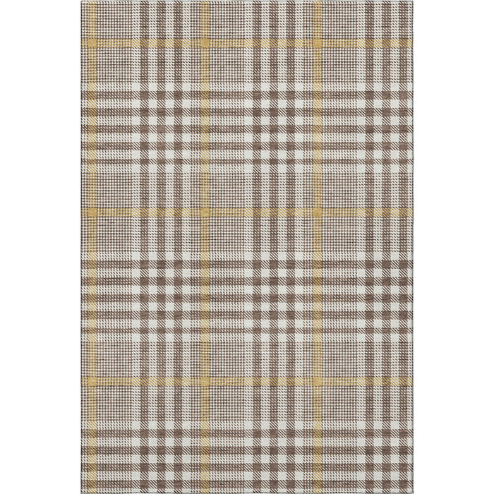 10' X 14' Plaid Washable Area Rug With UV Protection (682619) - Brown / Ivory / Gold