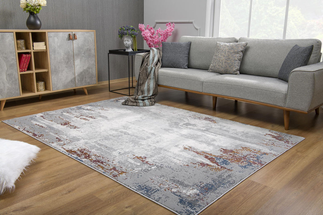 7' x 10' Modern Abstract Area Rug - Gray And Ivory