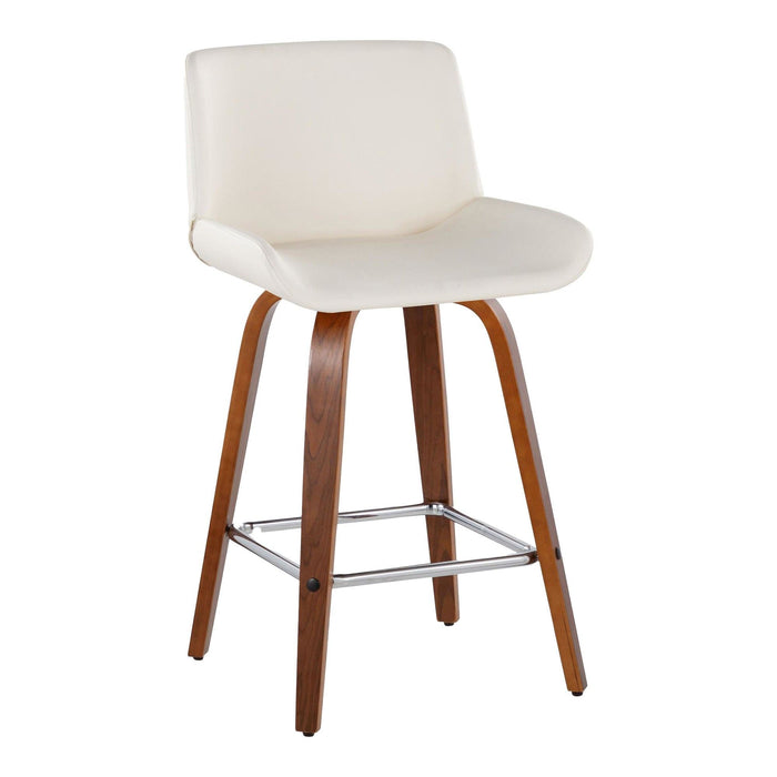 Santi - 25" Fixed-Height Counter Stool With Swivel - Walnut Wood (Set of 2)