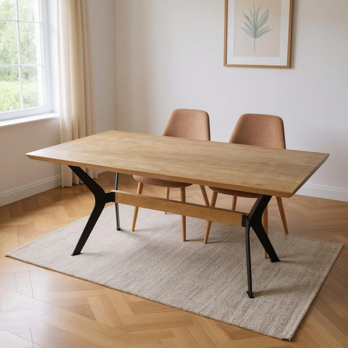 79" Wood And Metal Trestle Base Dining Table - Brown / Red