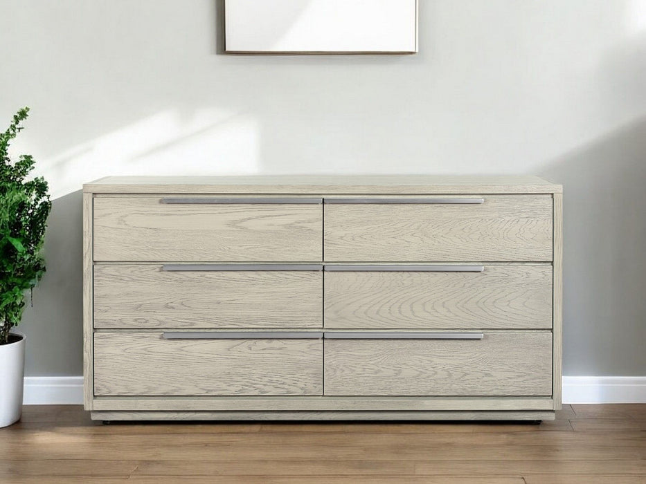 Solid Wood Six Drawer Double Dresser - Gray