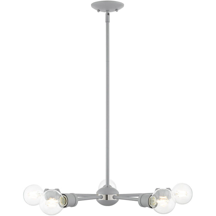 11" Five Light Dimmable Chandelier With Shades - Gray