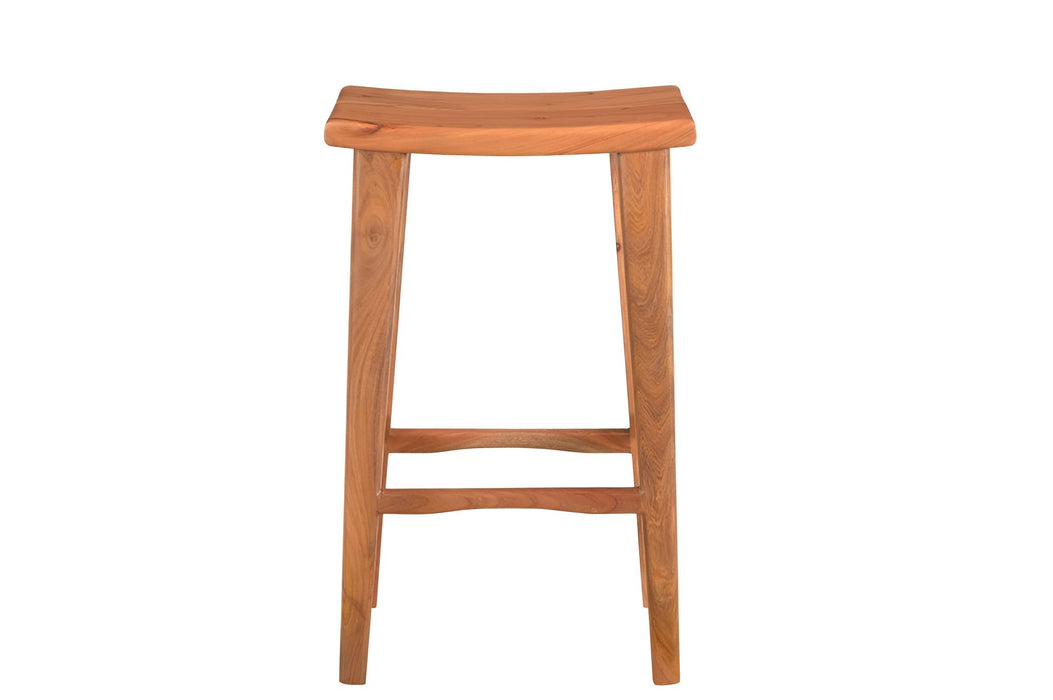 32" Rustic Solid Wood Backless Counter Height Bar Chair - Brown