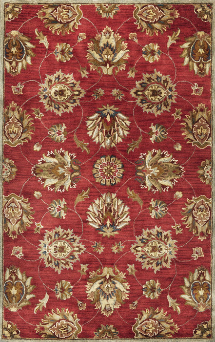 9' x 13' Wool Floral Handmade Area Rug - Red And Ivory