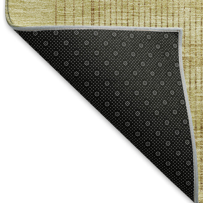 10' X 14' Striped Washable Area Rug With UV Protection - Gold And Beige
