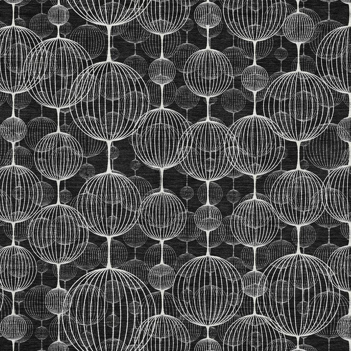 9' X 12' Geometric Washable Area Rug With UV Protection - Black And Ivory