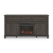 Signature Design by Ashley Brazen Valley TV stand with fireplace option, dark wood finish, with storage cabinets and modern design.