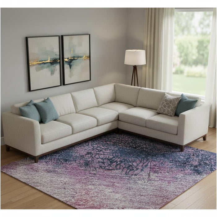 10' X 14' Abstract Washable Area Rug With UV Protection (698041) - Blush / Mint Green / Charcoal