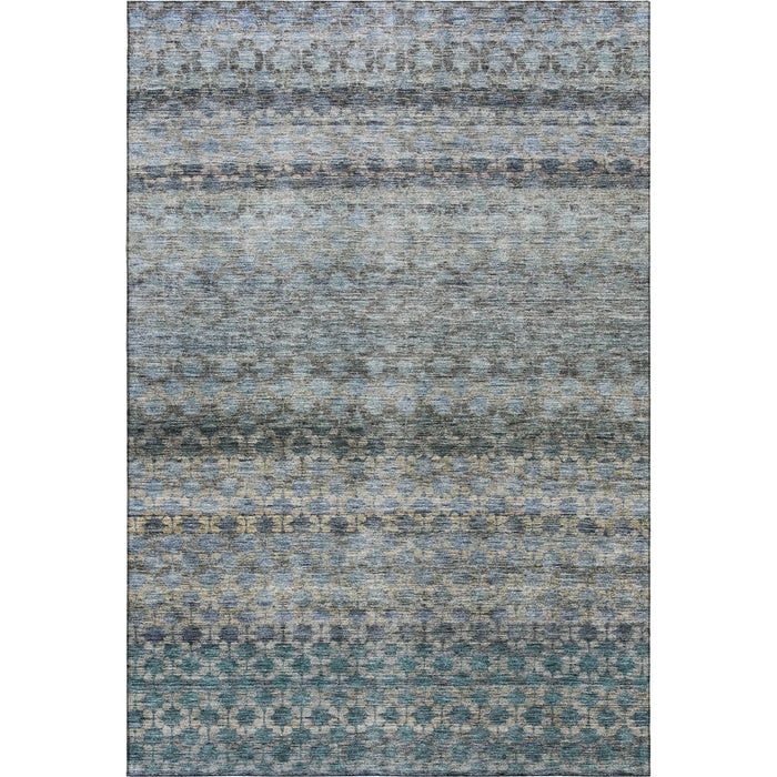 10' X 14' Striped Washable Area Rug With UV Protection (688069) - Blue / Gray / Beige