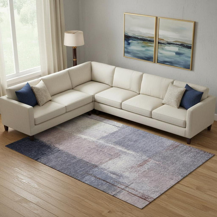 10' X 14' Abstract Washable Area Rug With UV Protection (710634) - Lavender / Gray / Ivory