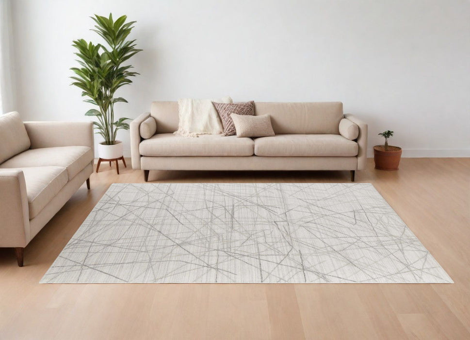 9' x 12' Abstract Hand Woven Area Rug - Gray And Ivory
