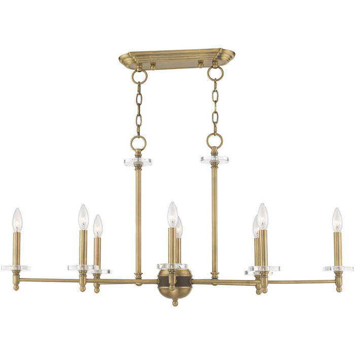 20" Eight Light Dimmable Chandelier With Shades - Antiqued Brass