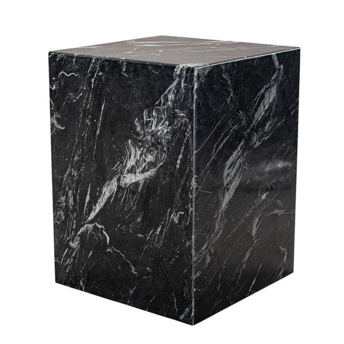 20" Marble Square Block End Table - Black