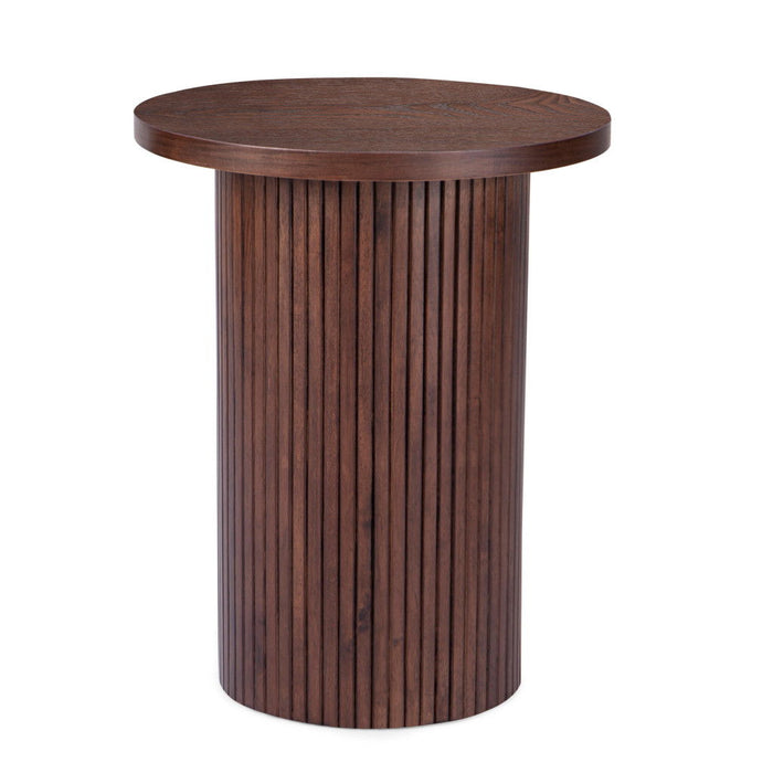 Round Pedestal End Table - Brown