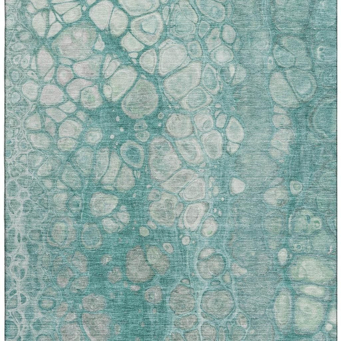 10' X 14' Abstract Washable Area Rug With UV Protection (708832) - Aqua / Gray / Silver