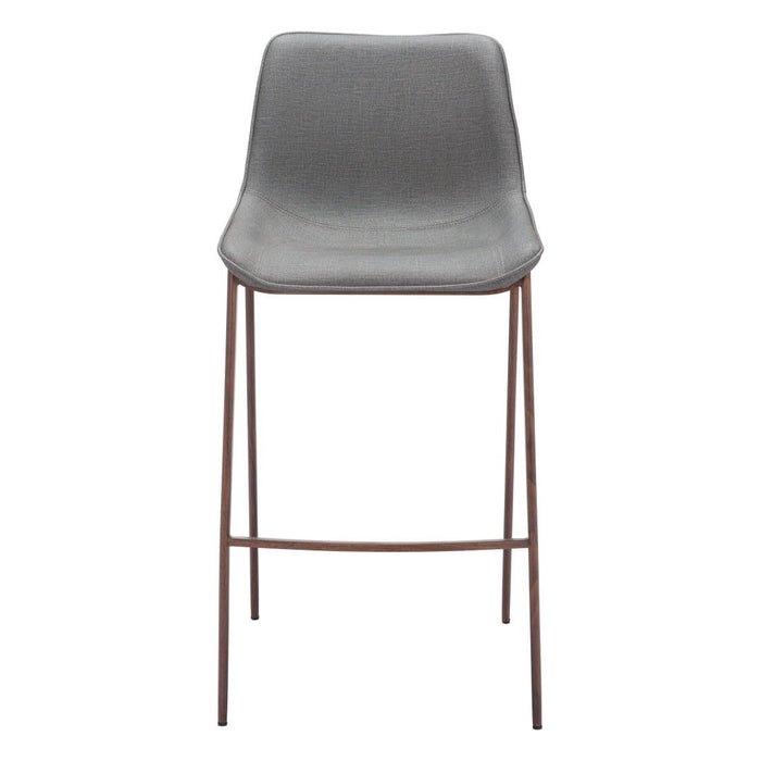30" Modern Slate Faux Leather And Steel Bar Height Bar Chairs (Set of 2) - Gray