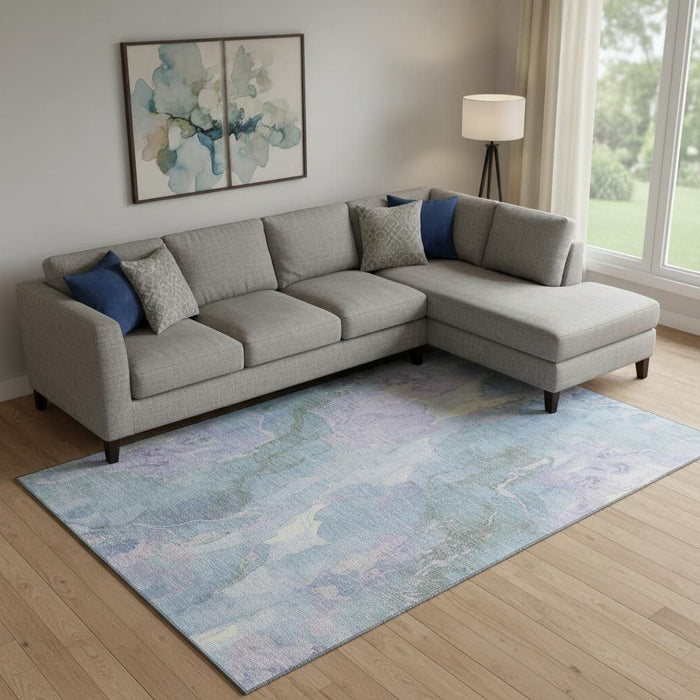 10' X 14' Abstract Washable Area Rug With UV Protection (701317) - Lavender / Blue