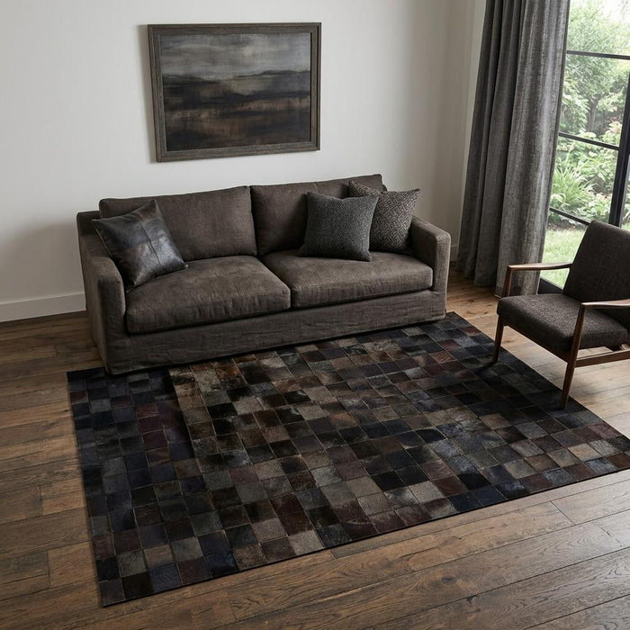 5' X 8' Cowhide Patchwork Area Rug (544474) - Chocolate