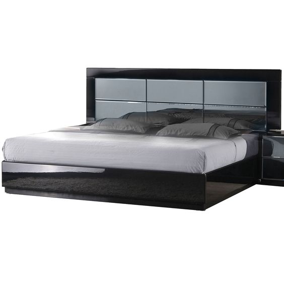 Chintaly VENICE King Bed Footboard & Side Rails Gloss Black