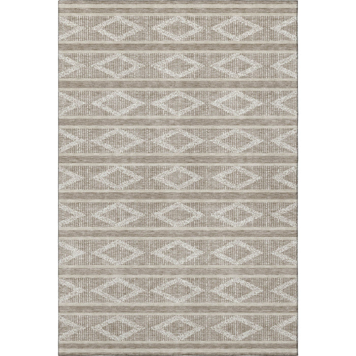 10' X 14' Geometric Washable Area Rug With UV Protection (680831) - Taupe / Beige