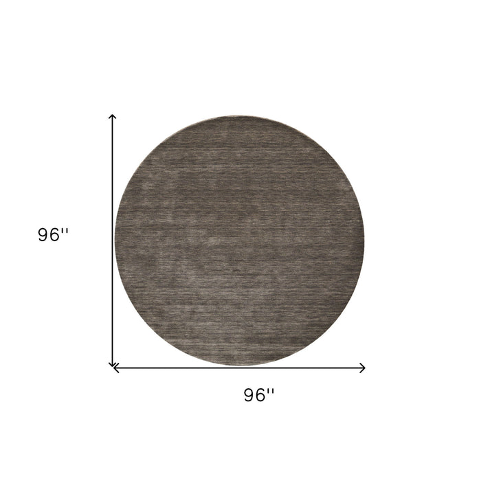 8' Wool Hand Woven Round Rug - Brown
