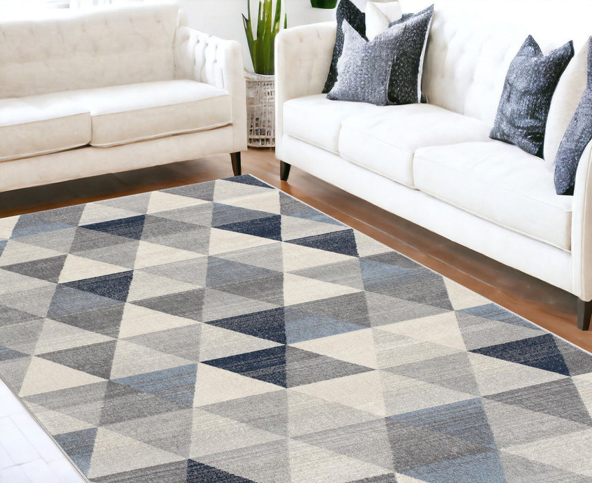 8' x 11' Geometric Diamond Area Rug - Navy Blue