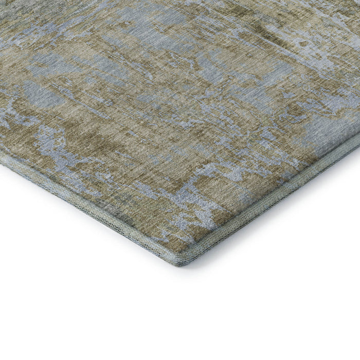 10' X 14' Abstract Washable Area Rug With UV Protection (693150) - Khaki / Silver