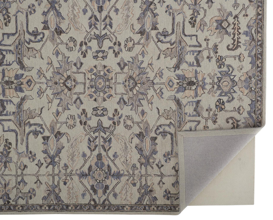 8' x 10' Wool Floral Tufted Handmade Stain Resistant Area Rug - Gray And Ivory