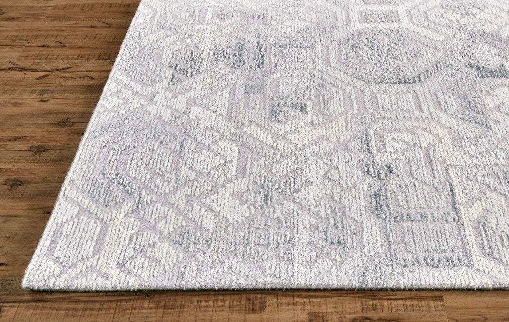 10' x 10' Round Wool Abstract Hand Tufted Area Rug - Gray And Ivory