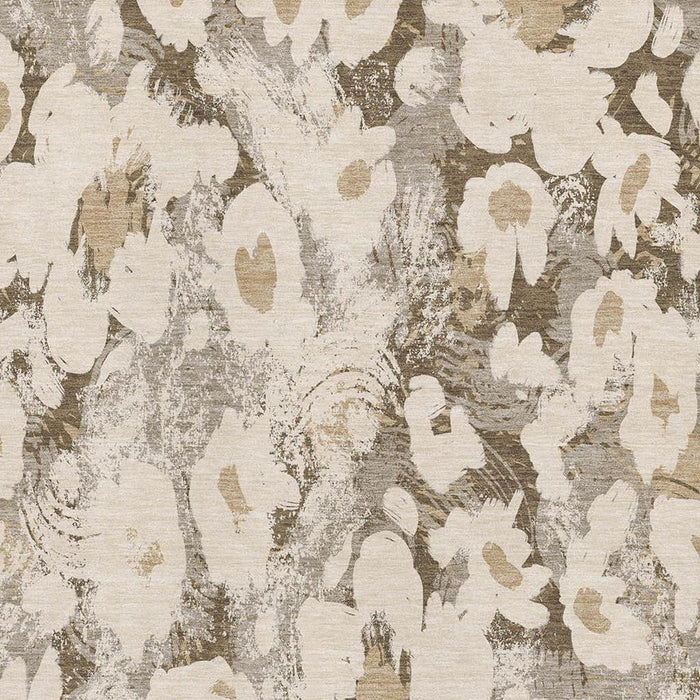 3' X 5' Floral Washable Area Rug With UV Protection (648167) - Khaki / Gray / Ivory