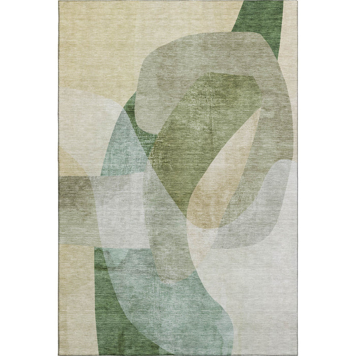 10' X 14' Abstract Washable Area Rug With UV Protection (716677) - Sage / Beige