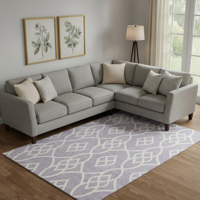 10' X 14' Trellis Washable Area Rug With UV Protection (670279) - Lavender / Ivory