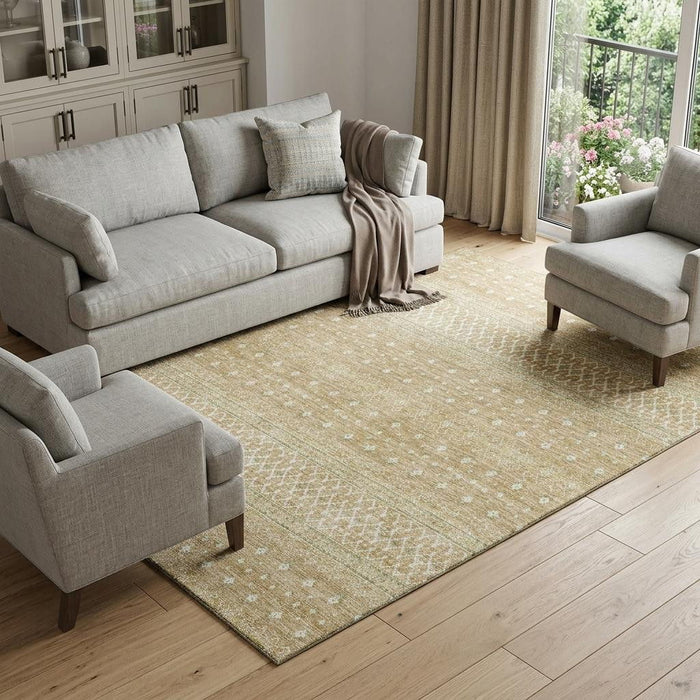 10' X 14' Tribal Washable Area Rug With UV Protection (657167) - Copper / Ivory