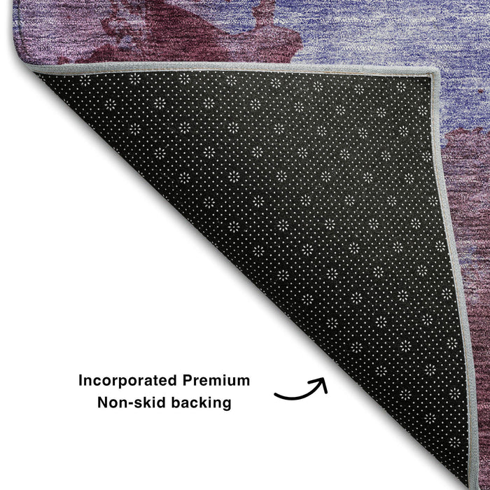 10' X 14' Abstract Washable Area Rug With UV Protection (686180) - Purple / Lavender