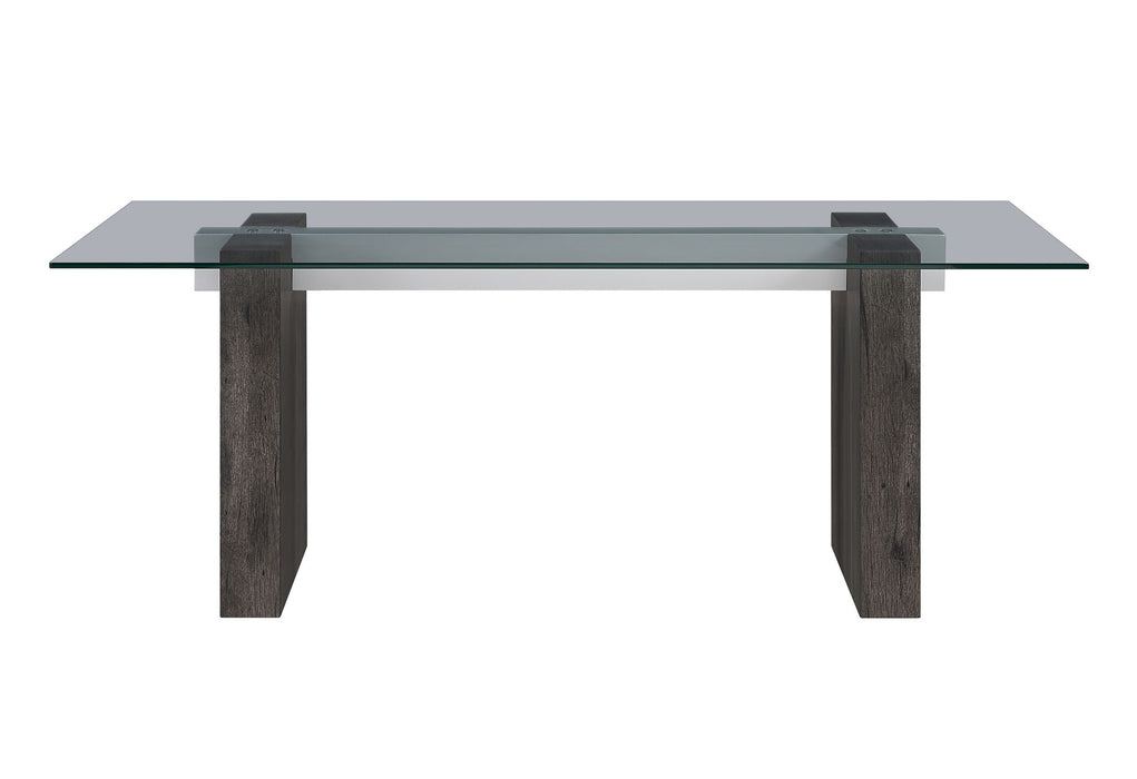 D4238 - 5 Piece Dining Room Set (Dining Table And 4 Dining Chairs) - Clear / Dark Brown / Light Gray