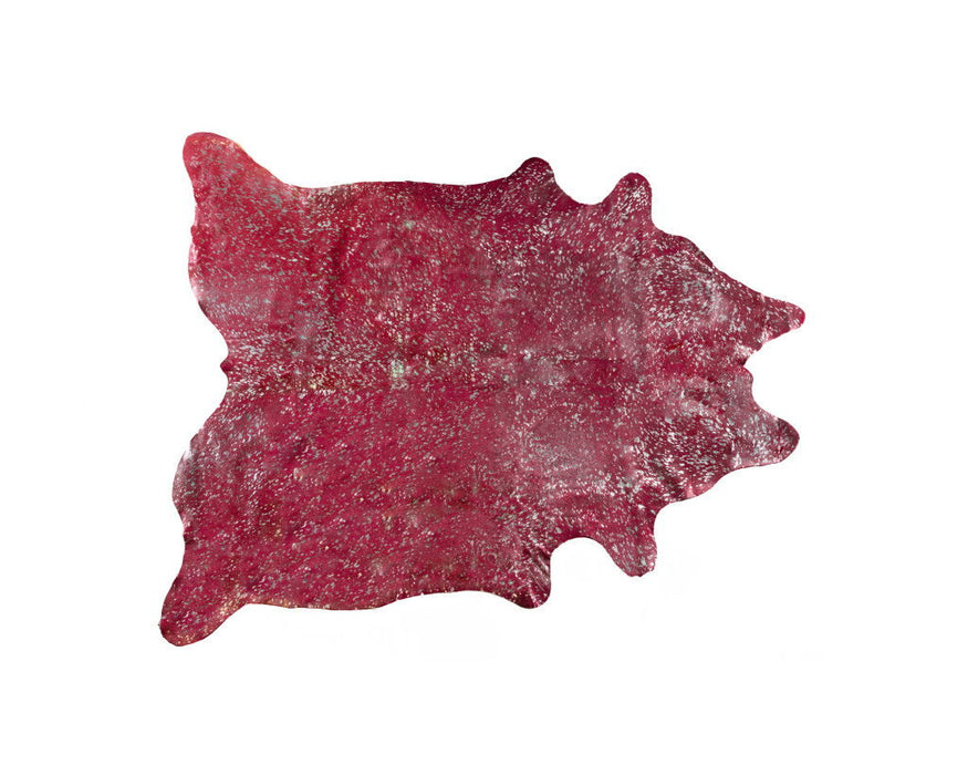 5' x 7' Cowhide Hand Knotted Area Rug - Red And Silver