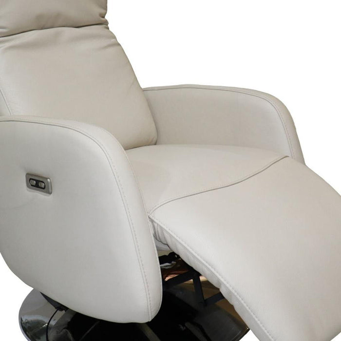 Tufted Genuine Leather Power Swivel Recliner (730557) - Sand