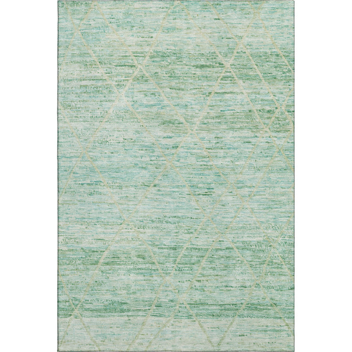 10' X 14' Abstract Geometric Washable Area Rug With UV Protection (696320) - Artichoke Green / Teal / Ivory