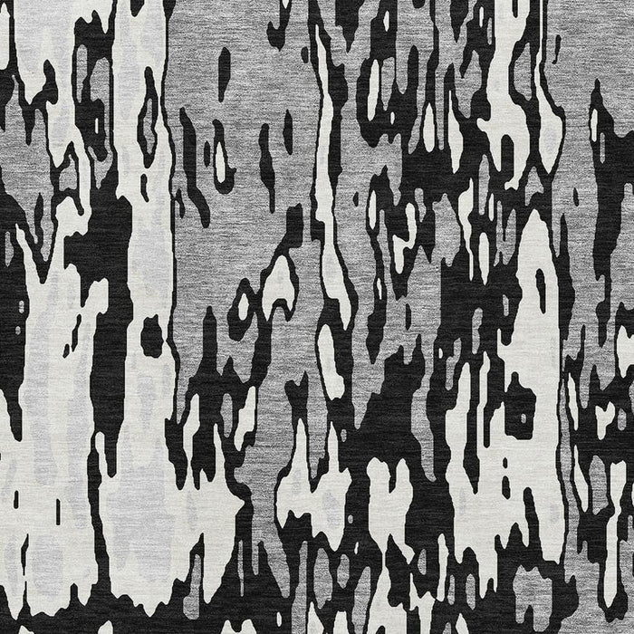 10' X 14' Abstract Washable Area Rug With UV Protection (675828) - Black / Ivory / Gray