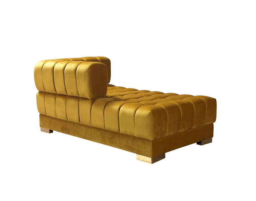Mustard Velvet U-Shaped Three Piece Sofa Chaise Sectional With Toss Pillows - Mustard