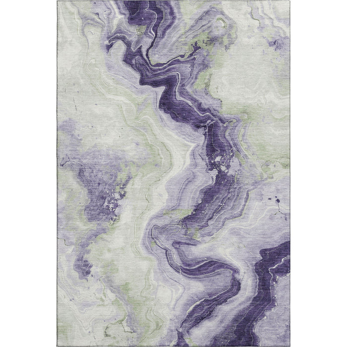 10' X 14' Abstract Washable Area Rug With UV Protection (706145) - Lavender / Green / Ivory
