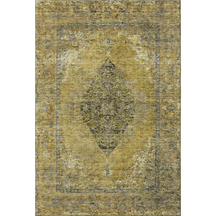 10' X 14' Medallion Washable Area Rug With UV Protection (714865) - Wheat / Gray