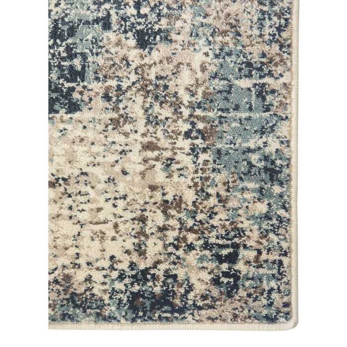 9.3' x 12' Abstract Power Loom Area Rug - Ivory Blue And Gray