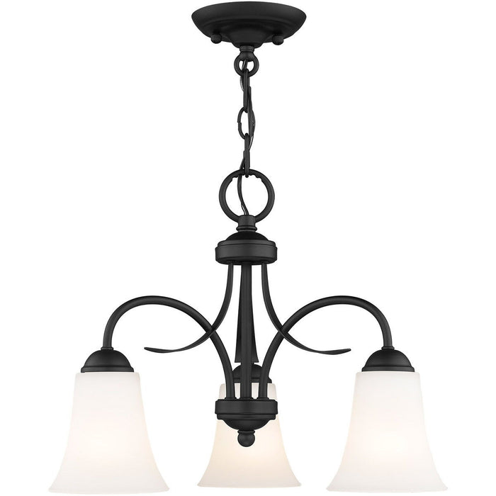 15" Three Light Dimmable Chandelier With Shades - Black