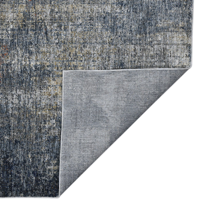 7.8' x 9.8' Abstract Power Loom Area Rug - Ivory Navy And Gray