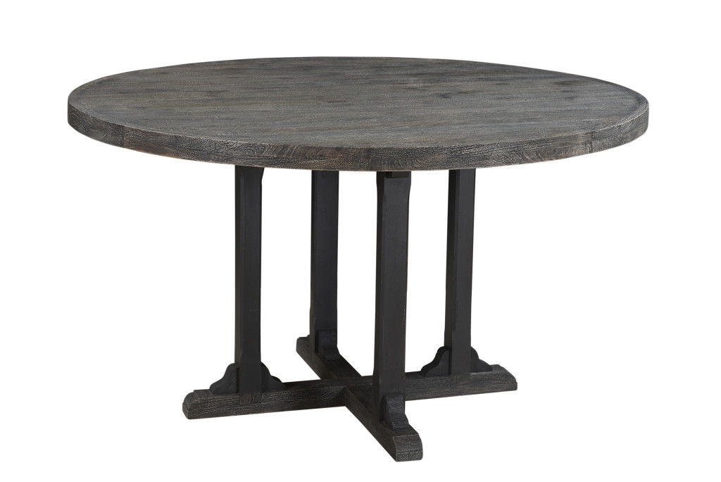 54" Rounded Solid Wood Pedestal Base Dining Table - Black