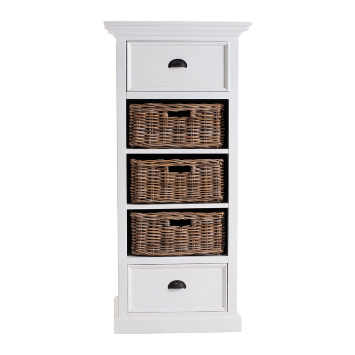 Two Drawer Storage Cabinet With Baskets - White