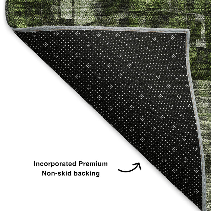 8' X 10' Abstract Washable Area Rug With UV Protection (650252) - Green / Gray